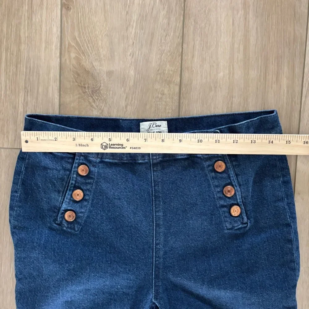 J.Crew Billie Demi Boot Crop Jeans 28 Dark Wash Sailor Button Old Money